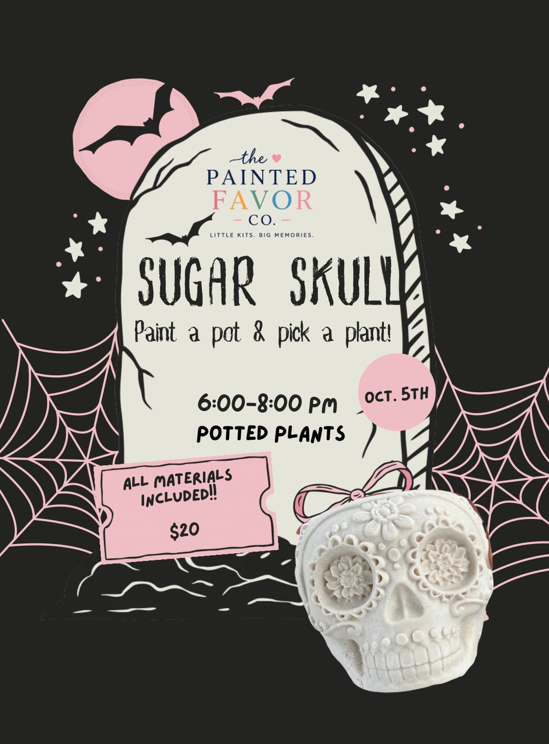 Potted Plants Sugar Skull Pot Painting 10/5 6-8 PM