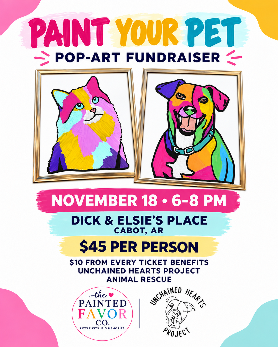 Paint Your Pet POP-ART Fundraiser 11/18 in Cabot, AR