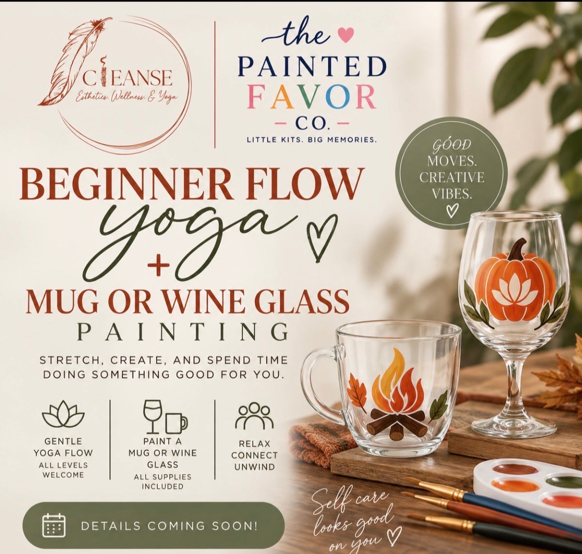 Yoga + Wine glass/coffee mug painting